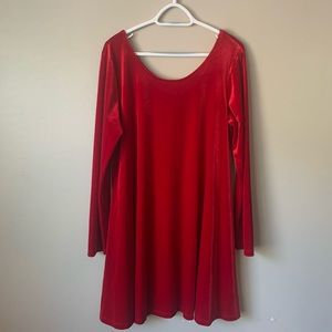 Red Velvet Long Sleeve Dress